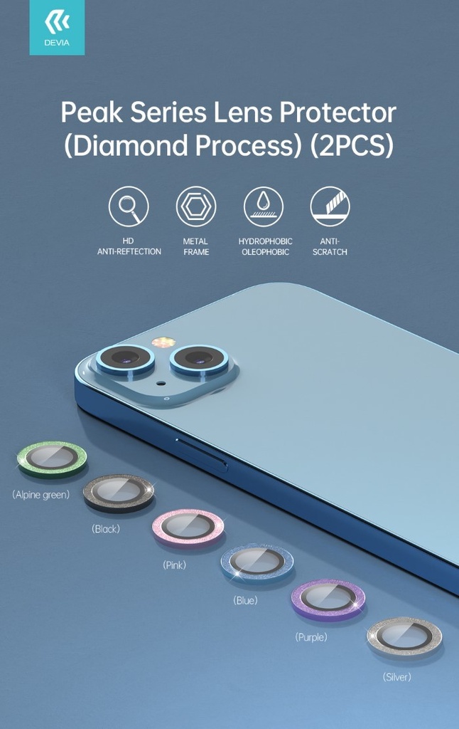 [DEPL14S752A] Proteggi lenti diamantate per iPhone14&14 Plus Cornice Blue