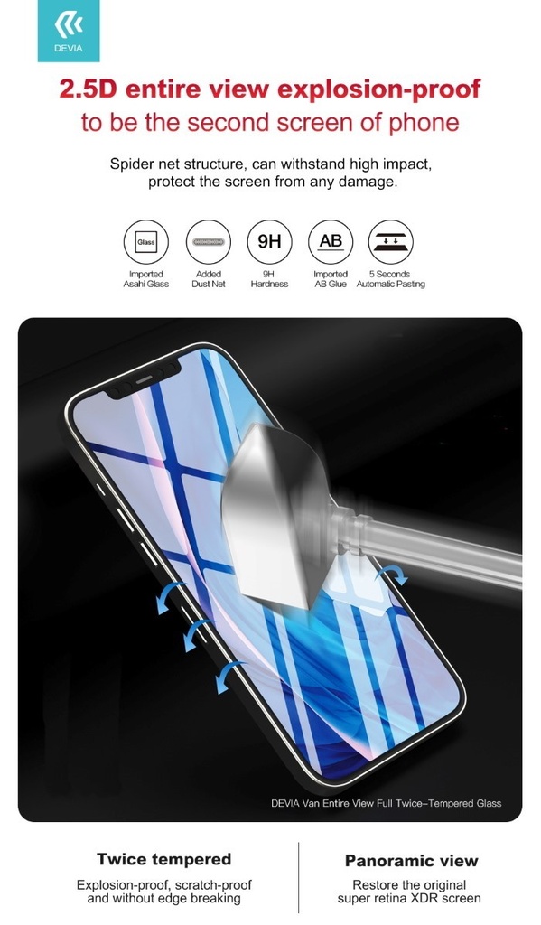 [DETG12M861] Pellicola Full in vetro temperato per iPhone 12 Mini