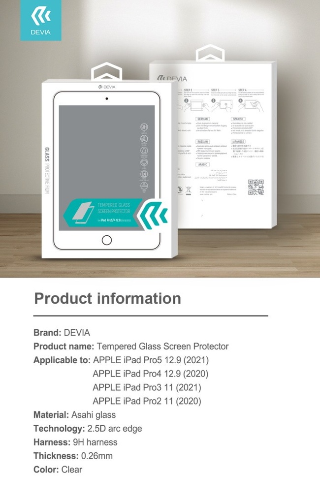 [DETGIP5P527] Protezione schermo in vetro temperato per iPad Pro 12.9 2021