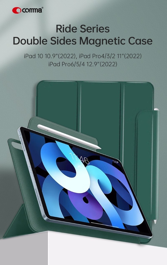[COIPP122068B] Cover Magnetica per iPad Pro 6^ 2022 rotazione e supp Nera