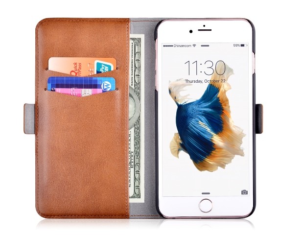 [DEML6S290M] Custodia in Pelle con Portadocumenti per iPhone 6S/6 Marrone