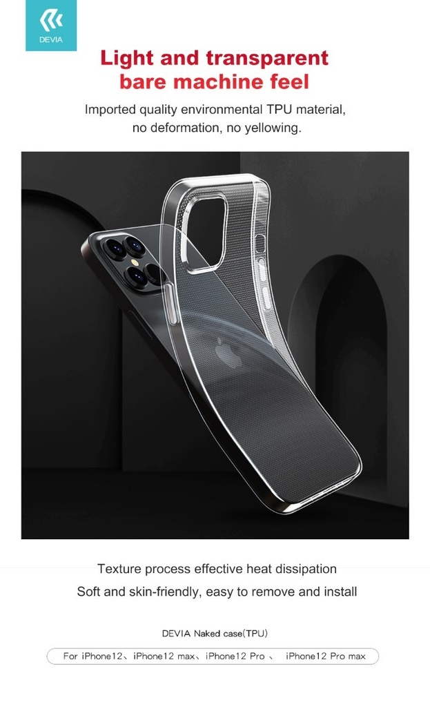 [DENK12PM004] Cover protettiva trasparente morbida per iPhone 12 Pro Max