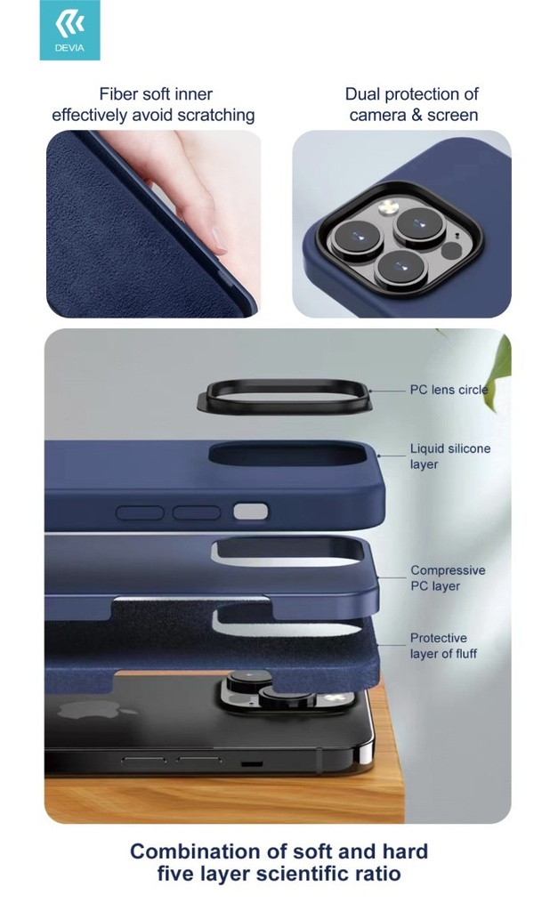 [DENS13PM732P] Cover Silicone interno spugna per iPhone 13 Pro Max Porpora