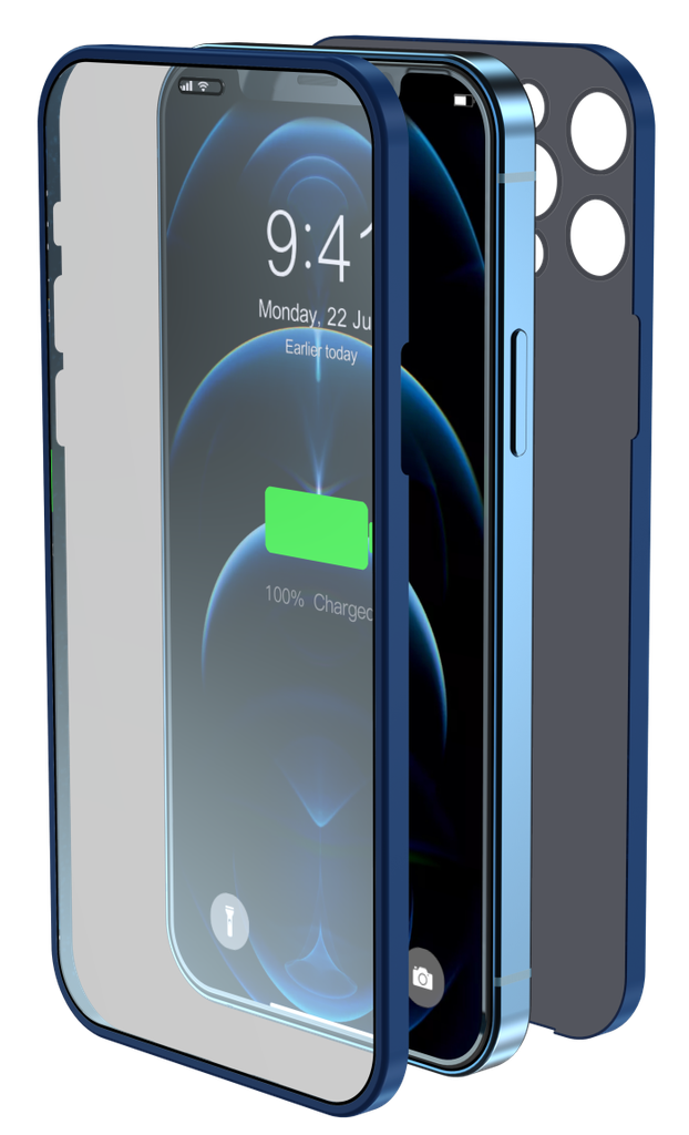 Cover & Vetro Totale protezione per iPhone 12 Blu