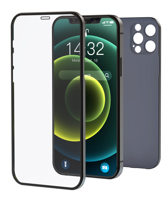 [DETIP12PM648B] Cover & Vetro Totale protezione per iPhone 12 Pro Max Nera
