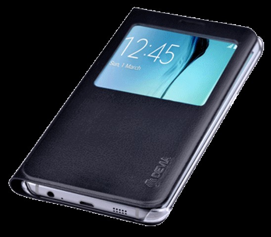 [DETAL260B] Cover Samsung S6 Edge+ Plus con Finestra Touch Colore Nera
