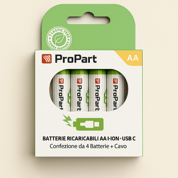 Batterie AA Ricaricabili USB‑C 1.5V 2220mWh - Confezione da 4