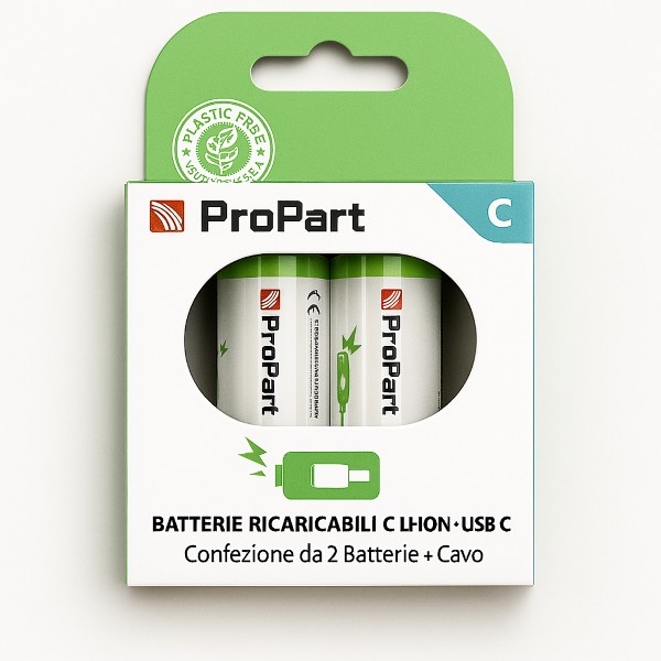 [PPC23200C] Batterie C Ricaricabili USB‑C 1.5V 7200mWh 4200mAh– Confezione da 2