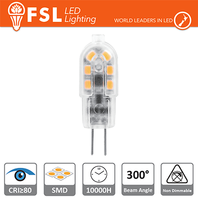 [FLG4-15W4K] G4 - 1.5W 4000K 125LM >300º 39x12x10mm CRI80 DC-12V