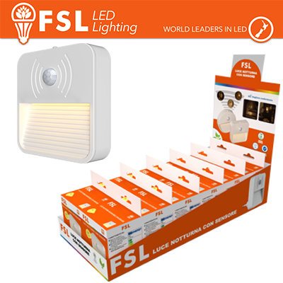 [FLFSN304] Luce notturna quadrata con sensore di movimento bispina con espositore