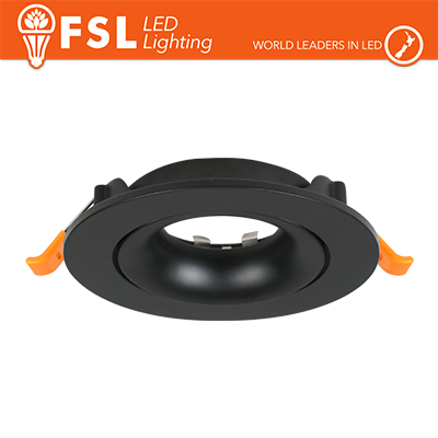 [FLFSS614B] Portafaretto Downlight Circolare Orientabile GU10/MR16 Foro Ø90 mm Nero