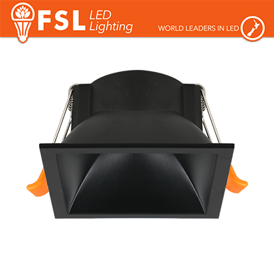 [FLFSS616B] Portafaretto Downlight Quadrato Fisso GU10/MR16 Foro 75 × 75 mm Nero