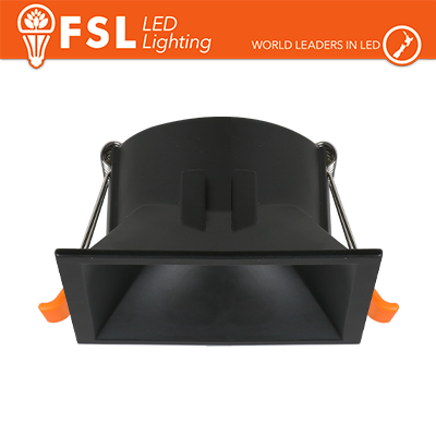 [FLFSS618B] Portafaretto Downlight Quadrato Orientabile GU10/MR16 Foro 80 × 80 mm Nero