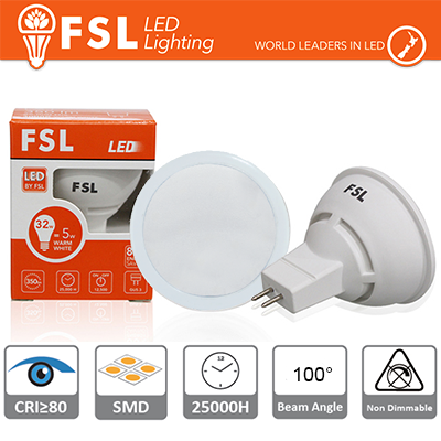 MR16 Lampadina LED - 6W 3000K 500LM 100º CRI80 DC 12V