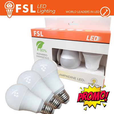 [FL3A6012W40K27] Lampada Goccia: Confezione PROMO 3PACK - 12W 4000K
