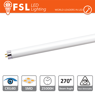 [FLT58W40K06] T5 LED Tubo Vetro - 8W 700LM 4000K G5 PF0.5 Size:570x21mm