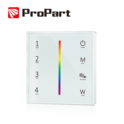 [SDRGBW-RP4ZB] Telecomando da parete RGB/RGBW bianco 4 zone RF2.4G