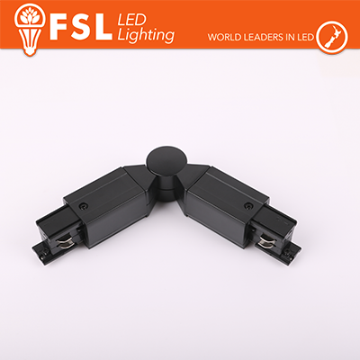 [FLT4-BA] FSL Connettore Forma L con angolo regolabile per Binario Trifase - Colore NERO
