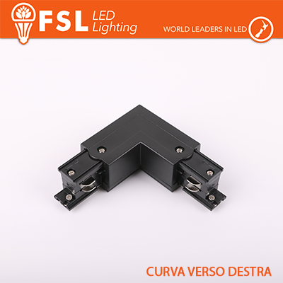 [FLT4-BLR] FSL Connettore Forma L destra per Binario Trifase - Colore NERO