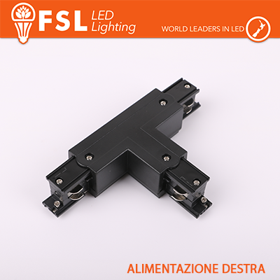 [FLT4-BTR] FSL Connettore Forma T destra per Binario Trifase - Colore NERO