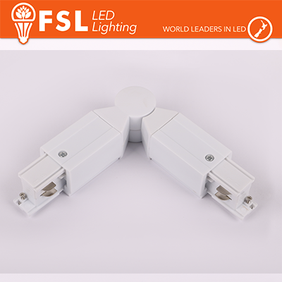 [FLT4-WA] FSL Connettore Forma L con angolo regolabile per Binario Trifase - Colore BIANCO