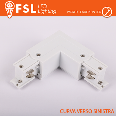 [FLT4-WLL] FSL Connettore Forma L sinistra per Binario Trifase - Colore BIANCO