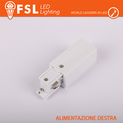 FSL Testata di alimentazione DESTRA per binario trifase - colore BIANCO