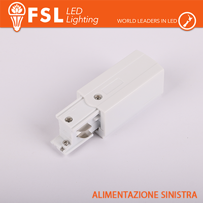 [FLT4-WPL] FSL Testata di alimentazione SINISTRA per binario trifase - colore BIANCO