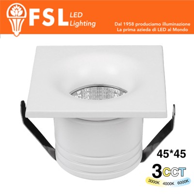ORION - Punto luce LED Ottica arretrata QUADRATO - 4W 3CCT 45*45*36mm -Eaglerise