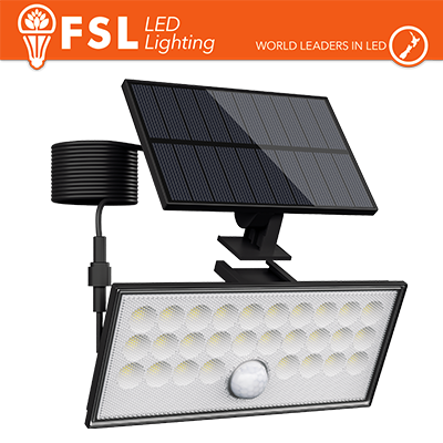 [FLFSW305B] Faro da esterno solare con sensore di movimento 60W (6 led) - Nero Staccabile