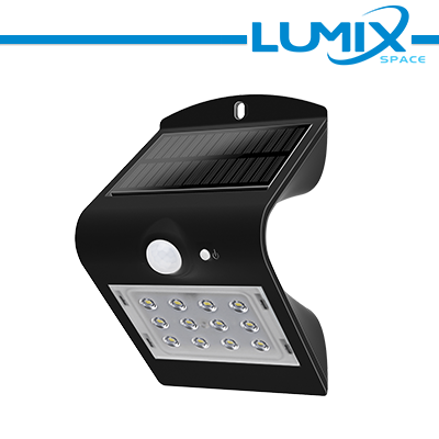 [LGB-SWL4K1B] Lampada da parete LED solare senza fili con Sensori 220lm NERO