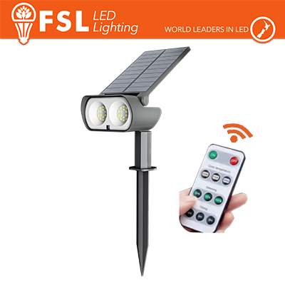 FSL Picchetto solare LED esterno CCT 3000K‑4000K‑6000K con telecomando IP65