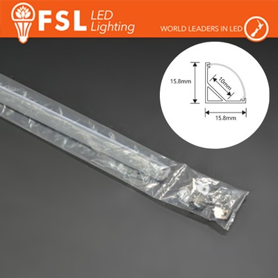 [FLPAK-2MAW-V2] FSL Kit profilo alluminio angolare 6063 2m Argento con cover opale, nuova versione rinforzata per installazione striscia a 90°