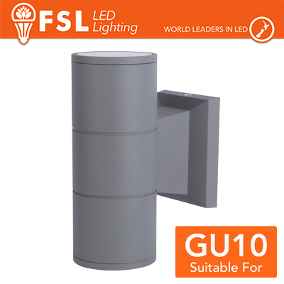 [FLAGU10G] FSL Applique murale bidirezionale 2 vie GU10 IP54 Grigio, emissione su‑giù, lampadine escluse
