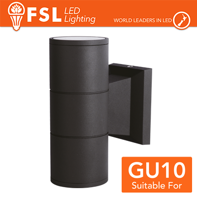 [FLAGU10B] FSL Applique murale bidirezionale 2 vie GU10 IP54 Nero, emissione su‑giù, lampadine escluse