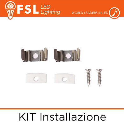 [FLPAB-SUR2M] FSL FLPAB‑SUR2M Kit installazione per profilo alluminio a superficie 2M, staffe + tappi + viti