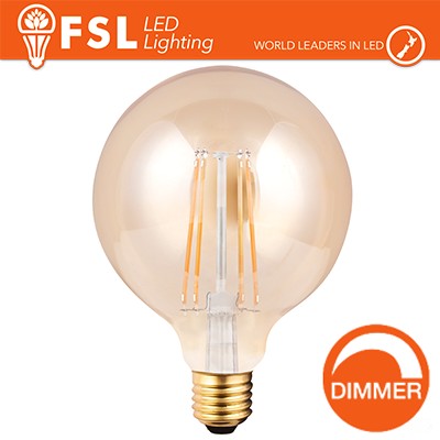 [FLVG125-8W22K27] Lampada Globo Filamento Ambra Ø12,5cm - 8W E27 800LM DIMMER