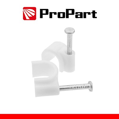 [PECR6] Clip con chiodini con fermacavo tondo 6mm bianco 100pz