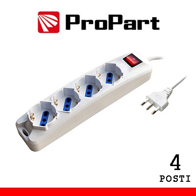 [PEM3504-W] Multipresa 4pos bipasso/schuko spina16A +interr.
