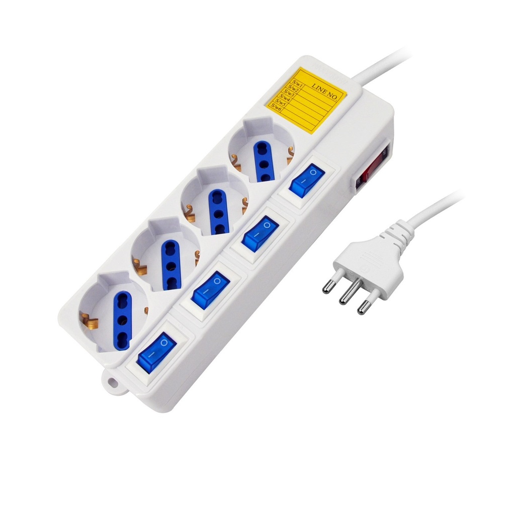 [PEM203058-W] Multipresa 4pos bipasso/schuko spina16A +interr. multipli