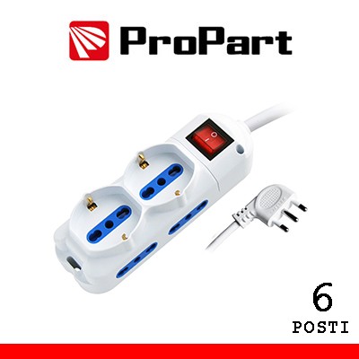 [PEM2512-W3] Multipresa 6pos bipasso + bipasso/schuko spina16A +inter 3m
