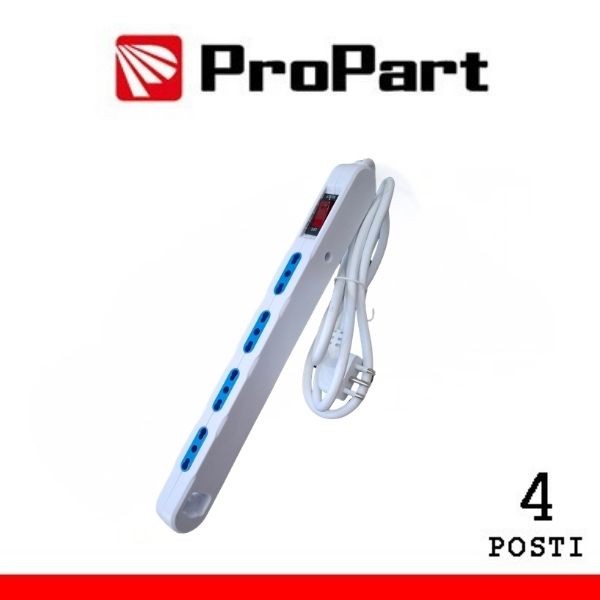 [PEM220116-W] Multipresa Salvaspazio 4posti 2P+T bipasso con protez Spina 16A + interr