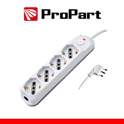 Multipresa 4pos bipasso/schuko + interrutt nuovo modello spina 10A