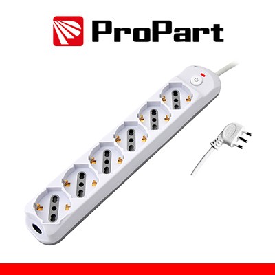 Multipresa 6pos bipasso/schuko + interrutt nuovo modello Spina 16A