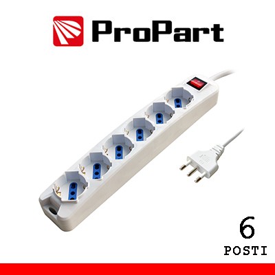 [PEM3506-W3] Multipresa 6pos bipasso/schuko spina16A +inter 3m