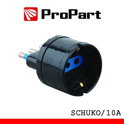 Adattatore schuko spina10A nero
