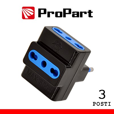 [PES1026-BKP] Adattatore triplo 3pos bipasso spina16A nero