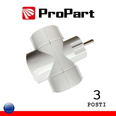 [PESGB01S-WP] Adattatore triplo 3 pos Schuko spina Schuko 16A polybag