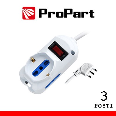 [PEM2611-W] Multipresa 3pos bipasso + bipasso/schuko spina10A + inter.