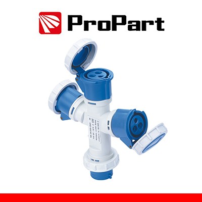 [PEI10132] Adattatore triplo Spina ind.16A 2P+T 220-250V CEE IP67